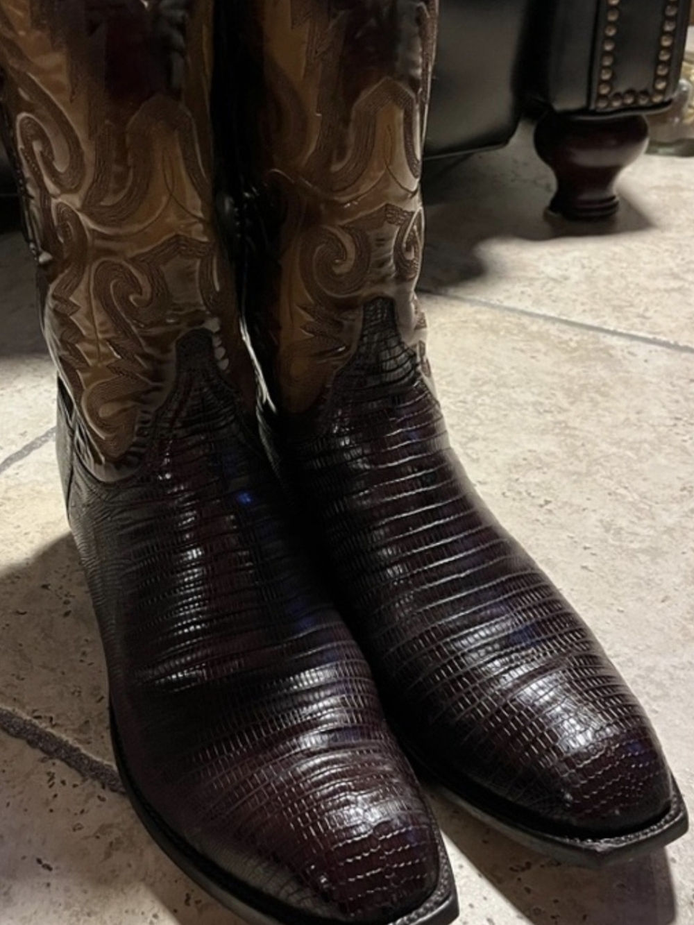 Lucchese Teju Lizard Cowboy Boots in Brown Size 12D - Picture 4 of 8